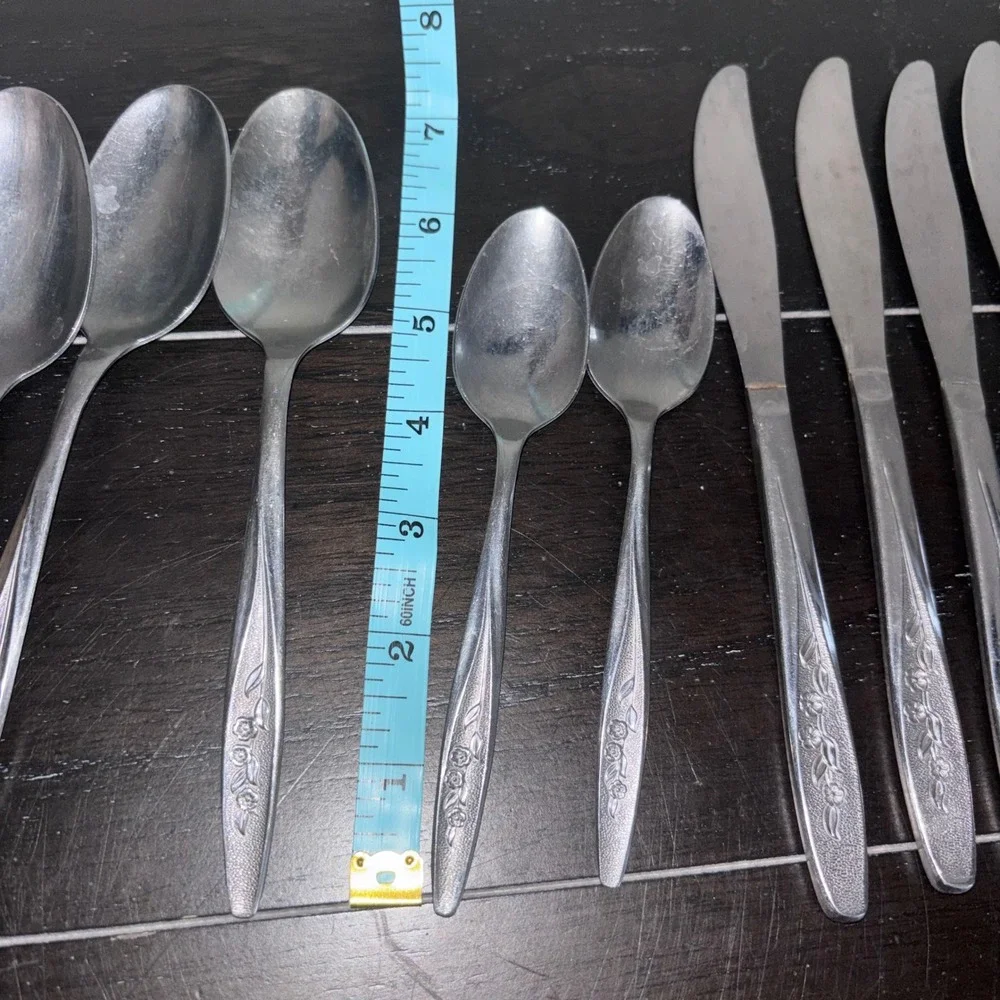 Superior Stainless USA | RADIANT ROSE Set | 4 Spoons, 2‎ tsp, 6 Knives, 1 Fork